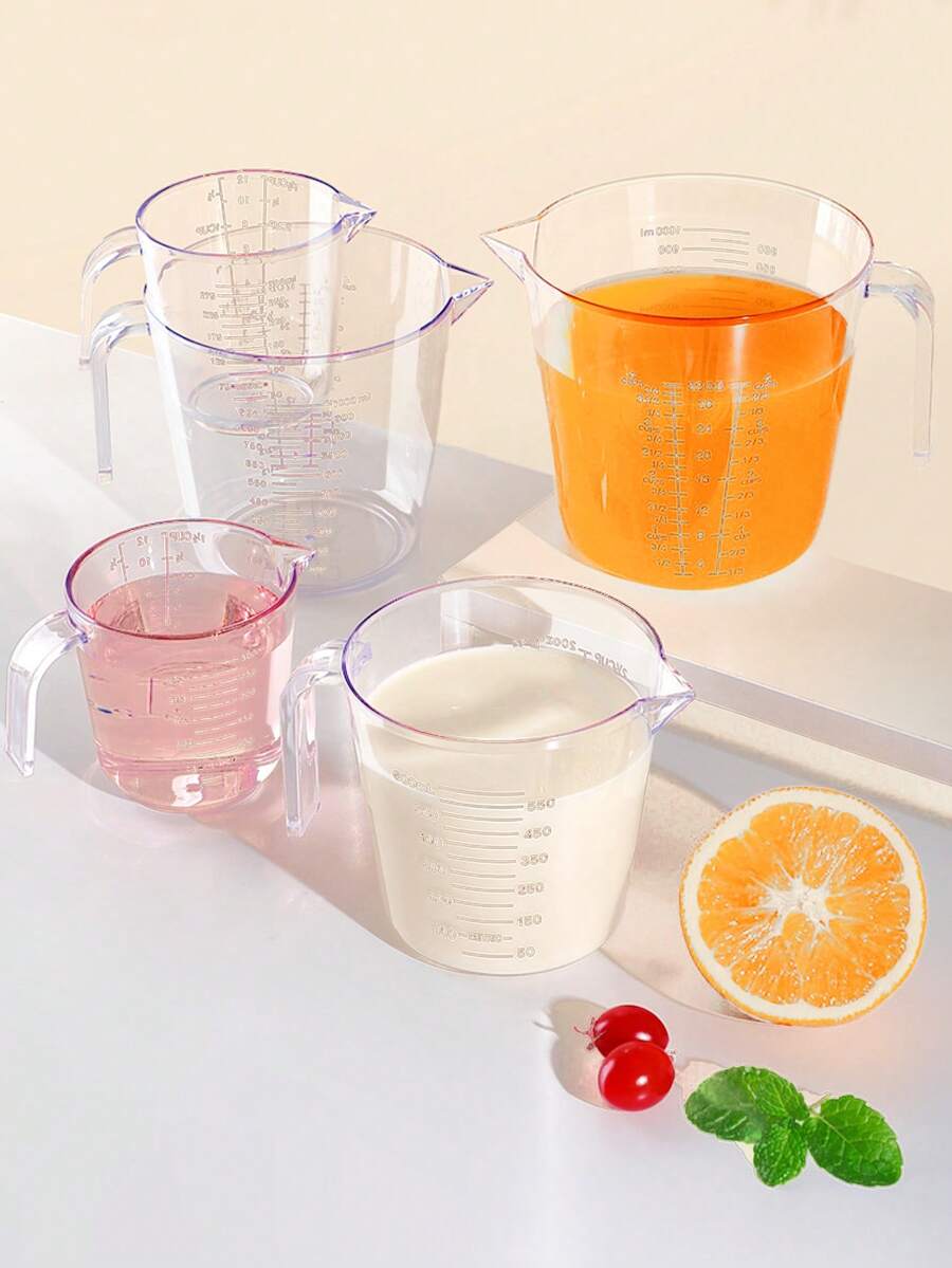 1pc [Heat-Resistant Measuring Cup] Heat-Resistant Glass Measuring Cup With Handle And Scale, 300ml, 600ml, 1000ml Large Capacity Transparent Measuring Cup, Material, Kitchen Baking Tool, Suitable For Eggs, Milk, Juice And Ingredients - Clear - View 1
