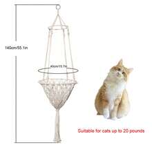 1 Giường Treo Thú Cưng Phong Cách Bohemian Xích Đu Mèo Bằng Tay Bốn Mùa Nhà Mèo Phổ Thông Để Treo Cây Mèo, Có Nhiều Kiểu-Không Bao Gồm Đệm - trắng - Xem 14