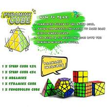 Speed Cube Set Puzzle Cube Magic Cube 2x2 4x4 Pyraminx Pyramid Megaminx Fenghuolun Puzzle Cube Toy Gift For Adults Pack Of 5 - 如圖所示 - 查看 5