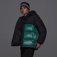 Adidas Nike Sportswear Metro Therma-FIT 品牌logo寬鬆連帽保暖麵包羽絨外套 女款 綠古色