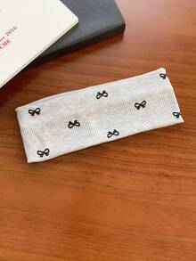 4pcs Cute Bow Ribbed Headband Set! Black, White, Gray 3 Colors, Butterfly Print Design Simple Yet Sweet, Suitable For Daily Wear And Sports