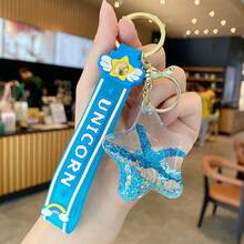 Cute Exquisite Starfish Oil-Filled Quicksand Bottle Keychain, Floating School Bag Pendant For Women Kids Students, Perfect Gift, Birthday Gift, Ideal Gift, Surprise Gift, Holiday Gift, Seasonal Gift, Gift - Multicolor - View 9