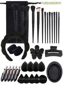FURDANXINYI 5/39pcs Women Makeup & Hair Care Products Set, Including Sponge Makeup Headband Towel Soft Hair Accessories, Girls Fluffy Soft Headband, Eyeshadow Blending Brush & Makeup Sponge Set, Nail Clippers
