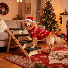 Wood Pet Stairs And Ramp For Small/Medium Dogs And Cats Aging Pets 3-In-1 Foldable Portable Non-Slip Pet Ladder For Tall Beds Couches Cars Holds Up To 220 Lbs 31.5" L X 17.2" W X 25.0" H - 4StepsForStandardHighBeds2331in - View 2