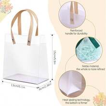 2/10/20pcs Valentine's Day Transparent Gift Bags, Christmas Gift Packaging Bags, Transparent Frosted Handle Bags With Wristband, Transparent Tote Bags For Jewelry Packaging, Cosmetics Storage, Perfect Gift Bags For Valentine's Day, Wedding, Thanksgiving, Shopping, Party, Craft Tote Bags, Moon Festival, Giveaway Packaging, Small Business Promotional Gift Bags - Clear - View 6