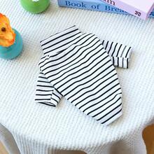 1pc Pet Clothes, Dog/Cat Apparel, Cute Heart Pattern Undershirt For Small Dogs/Puppies - Black & White Striped - Black - View 10