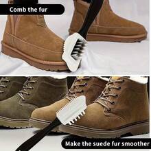 1/10pcs Suede And Nubuck Leather 4-Way Shoe Brush, Multi-Surface Cleaning Brush, Suitable For Nubuck And Suede Snow Boots Care Set - Black and White - View 4
