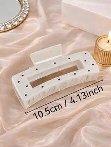 2个/1个 女士 4.13英寸/10.5厘米 黑白方点发爪夹，时尚鲨鱼齿发夹，优雅简约纯色发爪夹，适合日常、休闲、派对、海滩、度假、发型设计、洗发、化妆、服装配饰，秋冬春夏皆宜 - 彩色 - 查看 4