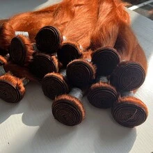 BINF 350# Orange Ginger Color 1 Bundle Brazilian Straight Human Hair Extensions, Unprocessed Double Weft Hair Weave - S350 - View 8