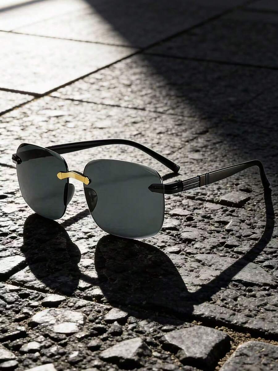 1pc/2pcs Retro Frameless Edged Fashion , Suitable For Driving, Fishing, Traveling, Cycling, Stylish Outfits, And Driving - Grey - View 1