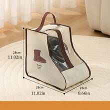 Sac de rangement suspendu transparent anti-poussière et anti-humidité - Protecteur de chaussures multifonctionnel avec poignée, conception légère adaptée aux bottes hautes et aux bottines - Beige - Voir 8
