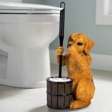 Toilet Brush Holder Set Bathroom Cute Dog Base Solidly Toilet Bowl Brush And Holder Flexible And Durable Style Stylish Toilet Cleaner Brush Saving Storage Space Toilet Brushes For Bathroom - Dog - 查看 3