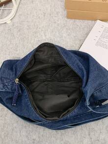 1pc Peach Tree Crescent Shoulder Bag, Fashionable Minimalist Solid Color, Large Capacity, Adjustable Strap, Multi-Pocket, Vintage, Casual, Lightweight, Water-Washed Wrinkle Nylon Crossbody Bag