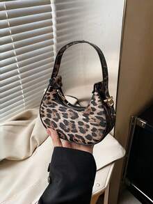 Ladies' Mini Leopard Print Crossbody Bag, Fashionable And High-Quality Crescent-Shaped Handbag, Lightweight And Elegant, Autumn And Winter Leopard Print Fashionable Wallet, New Autumn And Winter Tiger Print Women's Bag, Niche Design Fashionable And Cute Mini Bag, Women's Stylish Hand-Held Crescent Shaped Bag, New Year Gift, Christmas Fashion Item - Multicolor - View 5