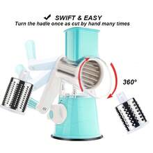 Nirva 可拆卸易清洗多功能蔬菜切片器：配备多片不锈钢刀片，360°旋转手柄，可拆卸清洗（不留残渣）。刀片锋利耐用，适合初学者，切割高效，方便烹饪准备。 - 薄荷藍 - 查看 3