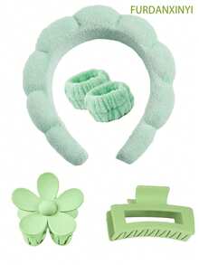 FURDANXINYI 5/39pcs Women Makeup & Hair Care Products Set, Including Sponge Makeup Headband Towel Soft Hair Accessories, Girls Fluffy Soft Headband, Eyeshadow Blending Brush & Makeup Sponge Set, Nail Clippers