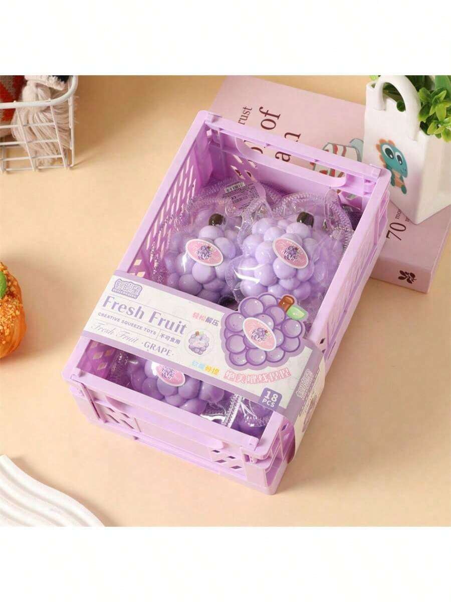 Innovative Realistic Grape Squeeze Toy, Stress Relief Fidget Toy With Quick Rebound, Suitable As Decorative Ornament For Various Festivals (Random Color Packaging) - Multicolor - View 1