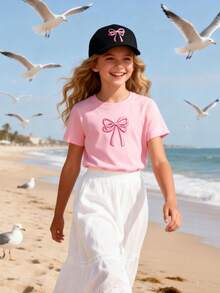 1PC Random Girls Bow Baseball Hat, Holiday Essential Summer Beach Cap, Sweet Cute Style, Fashion Lovers, Pink Hat, Versatile Soft Top Baseball Cap, Suitable For Everyday Wear, Sun Shading Versatile Hat - Multicolor - View 2