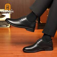 LAORENTOU 1 Paio di Scarpe Formali/da Ufficio in Vera Pelle Monocolore con Lacci, Regalo di Natale e San Valentino - nero - Visualizzare 10