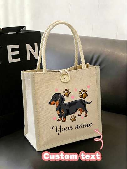 Customized Linen Tote Bag, Travel Essential, Women's Shoulder Bag, Women's Handbag, Solid Color Women's Bag, Suitable For Travel, Shopping, DIY, Birthday Gift, Valentine's Day Gift, Gift For Girlfriend/Boyfriend, Mother's Day Gift, Father's Day Gift, Halloween Gift, Christmas Gift, Large Capacity, Foldable, Lightweight, Fashionable, Minimalist, Versatile, Urban Casual Style, Best Teacher's Day Gift