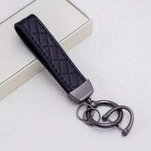 1pc Multiple Colors PU Leather Car Keychain Key Chain Pure Color Buckle Car Keyring Accessories Key Lanyard Gift - A - View 5