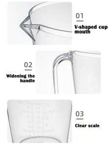 1pc [Heat-Resistant Measuring Cup] Heat-Resistant Glass Measuring Cup With Handle And Scale, 300ml, 600ml, 1000ml Large Capacity Transparent Measuring Cup, Material, Kitchen Baking Tool, Suitable For Eggs, Milk, Juice And Ingredients - Clear - View 7