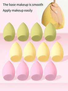 12个装多色化妆海绵，干湿两用多功能化妆海绵，斜角设计 - 彩色 - 查看 4