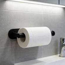 Stainless Steel Tissue Paper Holder, Wall Mounted Toilet Paper Dispenser, No Drilling Required For Bathroom - Black - View 4