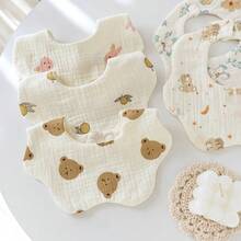 2件/3件套 6层纱布婴儿围兜，可爱卡通口水巾，吸水性强，防吐奶婴儿拍嗝巾 - 彩色 - 查看 1