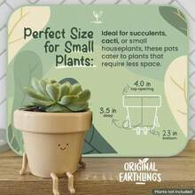 Earthlings Legs Out Pot Cute Plant Pot - Plastic Funny Planter With Drainage, Unique Cactus Plant Lover Gift, Succulent Face Flower Pot, Desk Plant, Table Top Decor, & Home Gifts - Multicolor - View 6