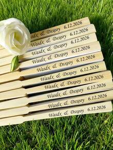 Customized Wedding Hand Fan, Personalized Wedding Candy Fan, Wholesale Engraved Bride Party Favors, Handmade Romantic Wedding Fan, Bridesmaid Gift - Multicolor - View 7