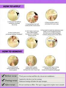 20pcs/Pack Human Hair Tape In Extensions - Straight Looking Invisible Tape Ins Hair Extensions For, Volume & Length, Scalp Compatible,Blonde, 1.76oz Each,Invisible & Natural Look,16 18 20 Inch (#1B #2 #4) Easy To Apply And Style - Multicolor - View 8