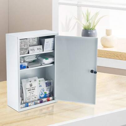 3-Shelf First Aid Cabinet, 1000 Pieces, Large Capacity First Aid Kit, Wall Mounted Medicine Cabinet, OSHA & ANSI 2015 (Class A), Industrial Emergency Metal Med Box, For Business And Worksite