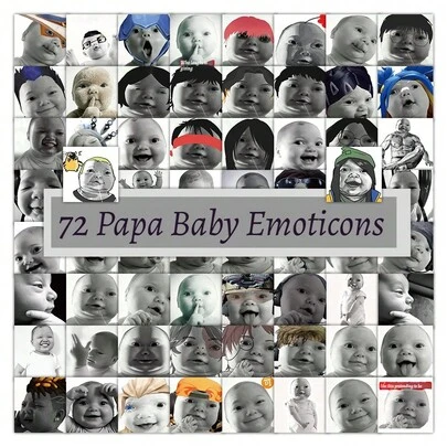 72pcs Non-Duplicate Papa Baby Stickers, Abstract Stickers For Students & Fun Lovers