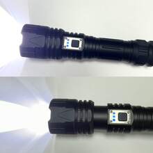 1支超亮350000流明LED手电筒，可充电手持灯，5种照明模式，伸缩变焦，2000米远射程，强力露营钓鱼徒步手电筒，带Type-C快充 - 黑色 - 查看 8