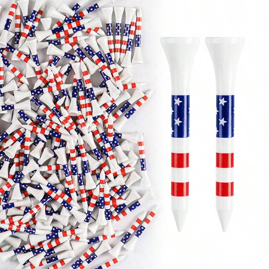 FINGER TEN 40个装 2 1/8英寸木制高尔夫球座，采用美国国旗条纹设计，确保高度一致且清晰可见，是三杆洞的理想之选。 - 白色 - 查看 1