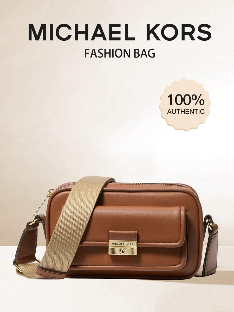 女士斜挎/单肩包，配有可调节肩带 - 棕色 - 查看 1