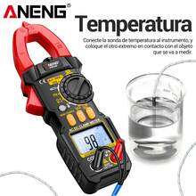 Pinza Amperimetrica Multimetro Digital De Pinza Profesional Aneng PN108 Resistencia Identificación De Cables Vivos Y Neutros Capacitancia Diodo Temperatura - Rojo - Ver 6