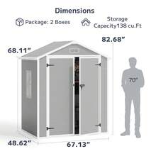 Asofer 6x4.4 Outdoor Furniture Outdoor Resin Storage Shed With Foundation, Waterproof Outside Sheds Storage With Floor Window Lockable Door Included, Plastic Sheds For Garden Herramientas Tools Storage In Backyard, Patio, Lawn,Outdoor Decor - Xám - Xem 3