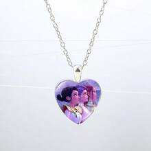 1件欧美风蕾丝心形KPOP女巫狩猎少女组合锁骨链，日常百搭水晶镶嵌吊坠项链，角色颈链，猎魔人姐妹会配饰 - 彩色 - 查看 10