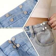 4pcs Invisible Adjustable Waist Belt & Button Extender, Clothing Accessories (No Cardboard Packaging) - Silver - View 5