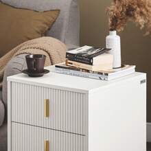 SoBuy Bedside Table, Nightstand With 3 Drawers And Storage Compartment, Modern Side Table For Bedroom And Living Room - White 40x40x63cm - View 12