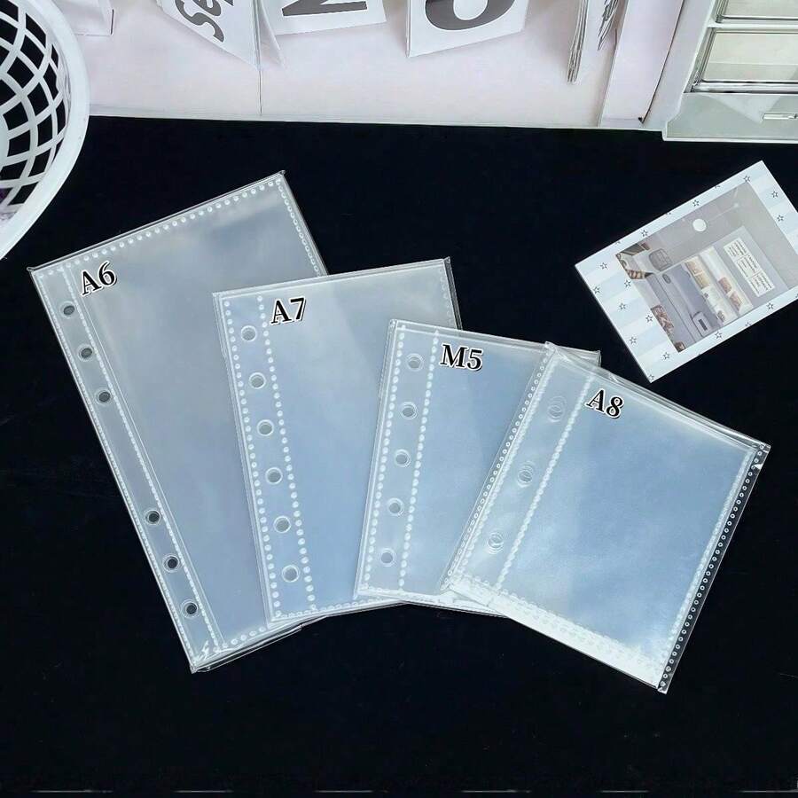 20/30/50pcs/Bag A6/A7/M5/A8 Transparent Refill Pages, Loose Leaf Sticker Book Replacement Inner Pages, Sticker Planner Refill PP High Transparency Material, Suitable For Sticker Pasting, Sticker Book Making, Photo Card, Office Planner Storage - Clear - View 1