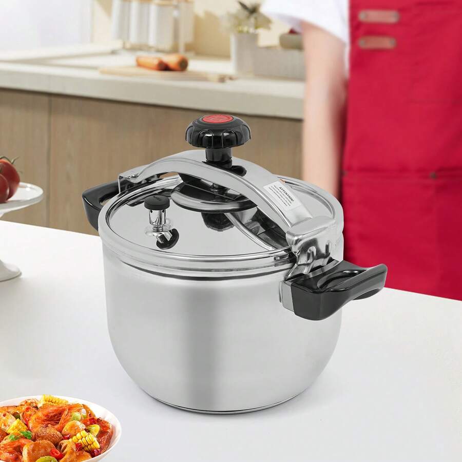 11l/11.62 Qt Stainless Steel Pressure Cooker, Multi-Functional Cooking Pot With Thickened Wall, Stainless Steel Pressure Canner, Large Capacity, Commercial Pressure Cooker Clamp On Type, Works On All Stovetops - Silver - View 1