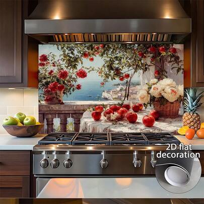 这款2D平面墙贴以庭院花卉和海景为设计元素，安装简便，经久耐用，采用优质材料制成，是家居装饰和现代厨房室内设计的理想之选，也可用作安全门贴、海景装饰贴纸和PVC自粘墙贴。适用于户外和墙面装饰、家具保护以及卧室礼品装饰。