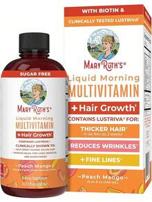 Liquid Multivitamin+Hair Growth |     Biotin 10000mcg |      Hair Growth Supplement |     Clinically Tested In Women For Thicker Hair&Facial Wrinkle |     Skin Care |     Ages 18+ |     15.22 Fl Oz - 桃芒果 - 查看 12