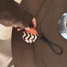 复古透明波浪米色耳机保护套，带挂绳，适用于华为Freebuds 7i、Freebuds 2、Freebuds SE 3、Freebuds 5i、Pro 3耳机，可爱韩版，秋冬款 - 棕色 - 查看 4