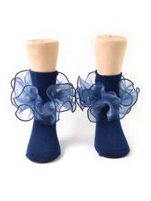 2双荷叶边公主芭蕾舞袜，适合婴儿/幼儿/儿童 - 彩色 - 查看 1