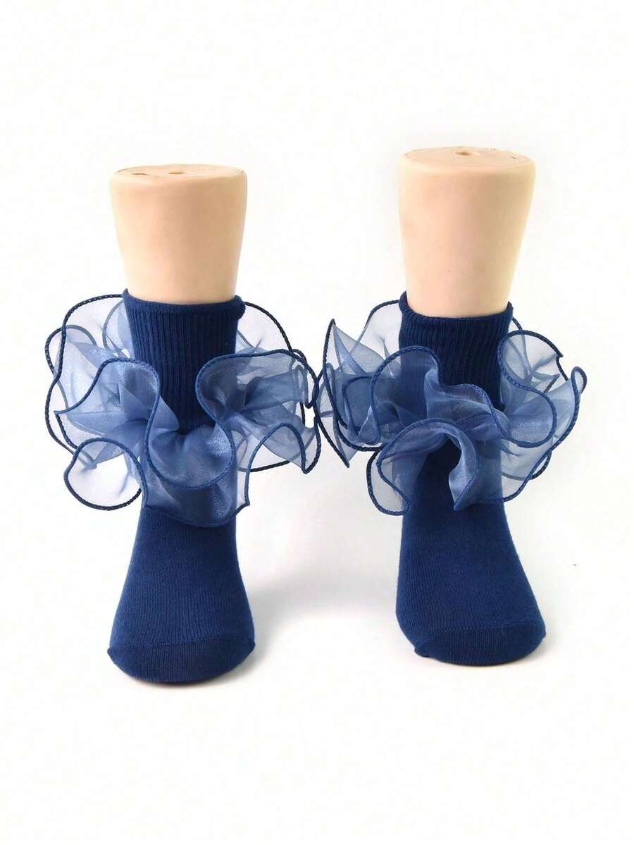 2双荷叶边公主芭蕾舞袜，适合婴儿/幼儿/儿童 - 彩色 - 查看 1