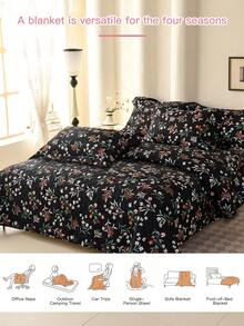 1件超柔软印花绗缝被，时尚绗缝床罩，饰以花卉元素，提升舒适感，亲肤舒适，适用于卧室宿舍装饰，可机洗，通过Oeko-Tex认证 - 彩色 - 查看 5